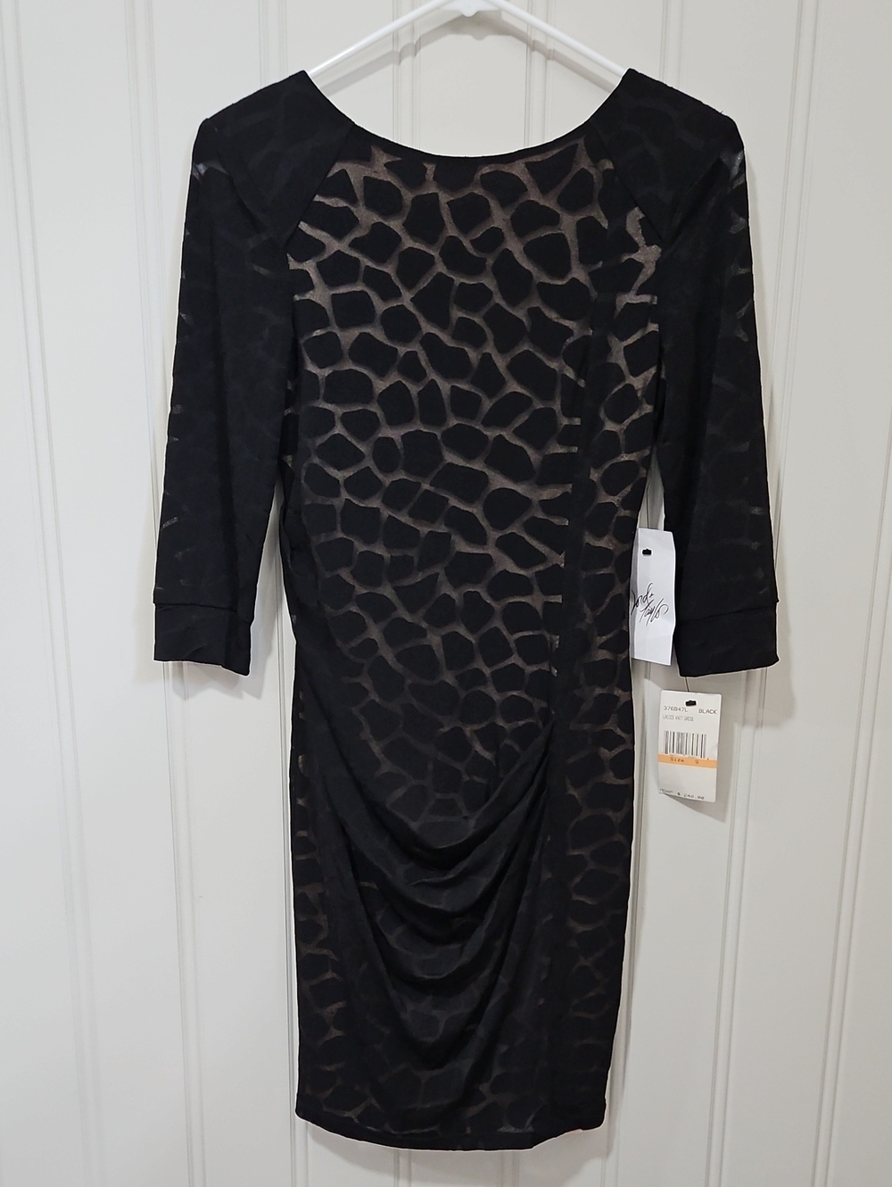 NWT! A.B.S By Allen Shwartz Animal Print Fitted Midi Dress Black Size Small